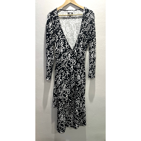 DVF Target Black Sea Spots Cotton Blend Wrap Dress - L - Picture 6 of 7
